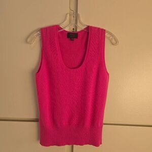 Pure Collection Hot Pink 100% Cashmere Knitted Tank,Scoop Neck, Pre-Owned, Sz. 4
